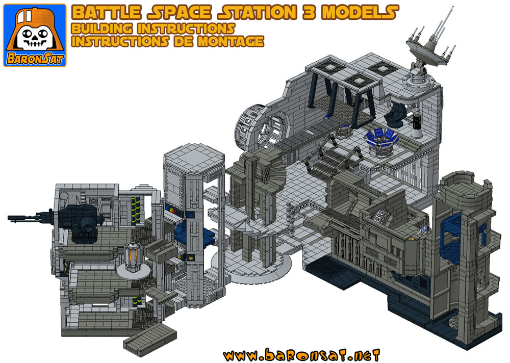 lego death star 3 modules custom model building instructions