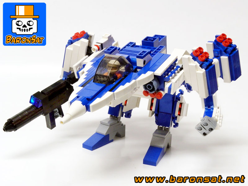 Lego moc Alpha Fighter Blue custom model Gerwalk Mode Gun