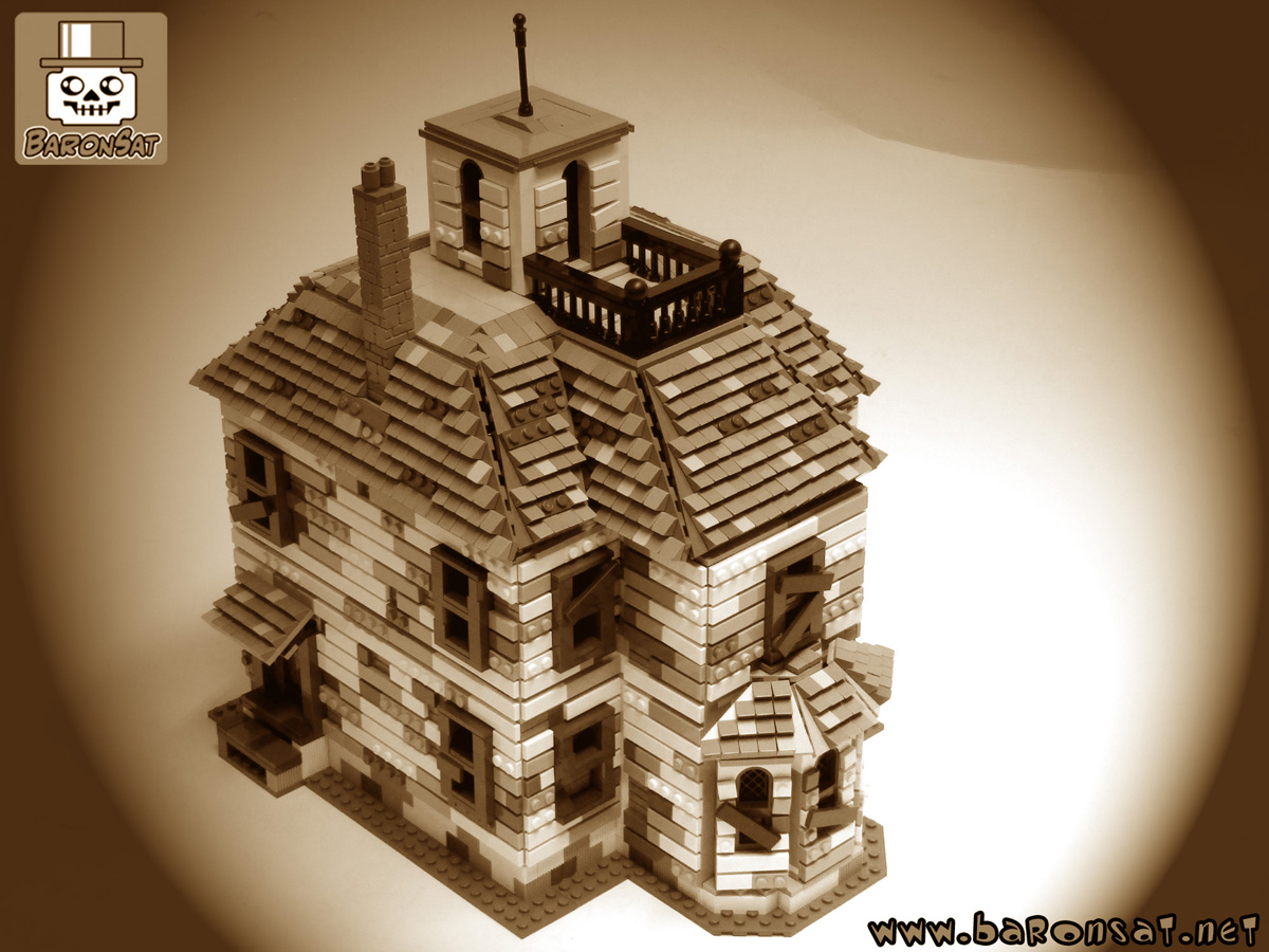 victorian haunted house sepia view
