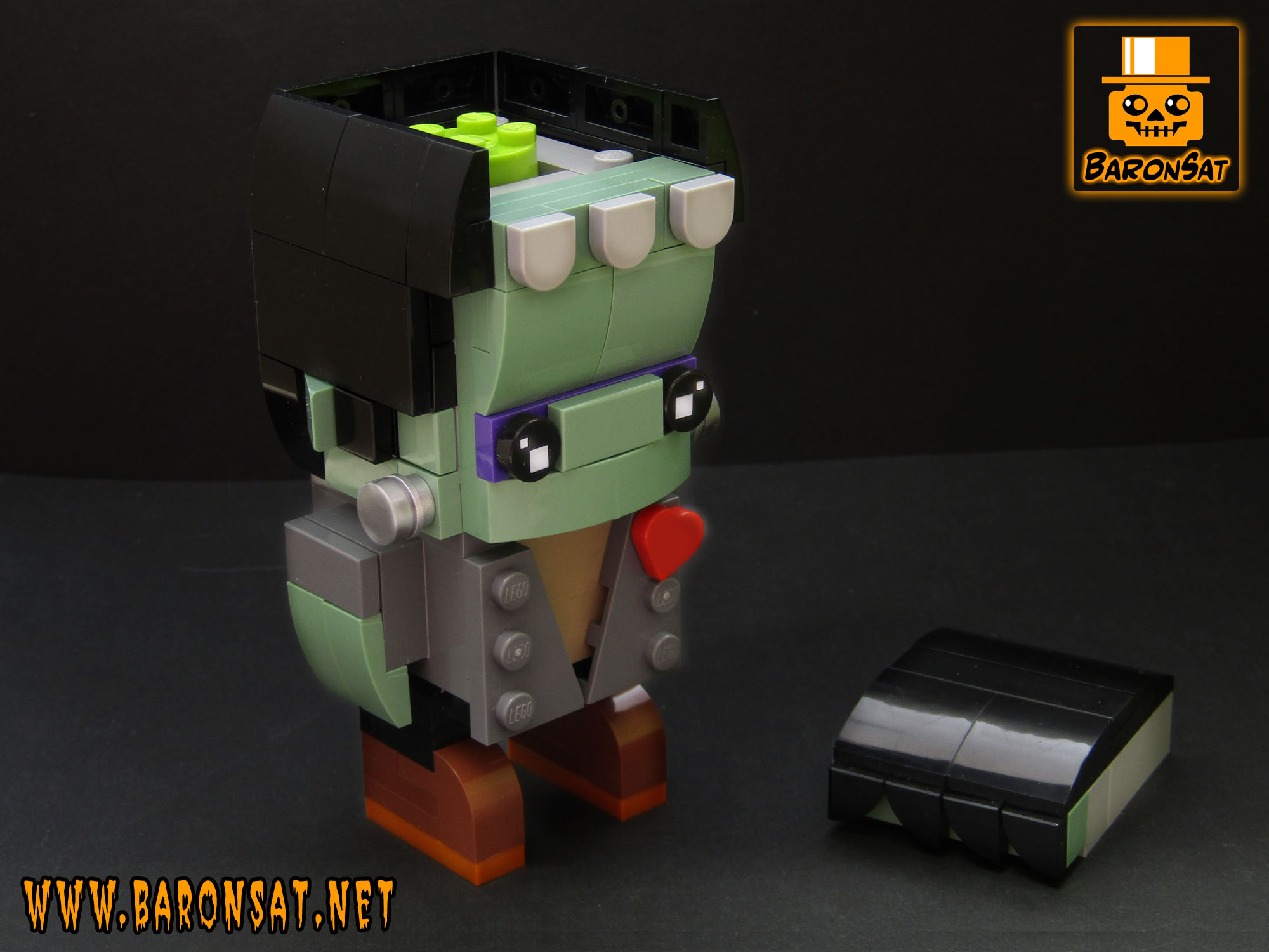 Frankenstein's monster Lego moc custom Brickheadz open skull
