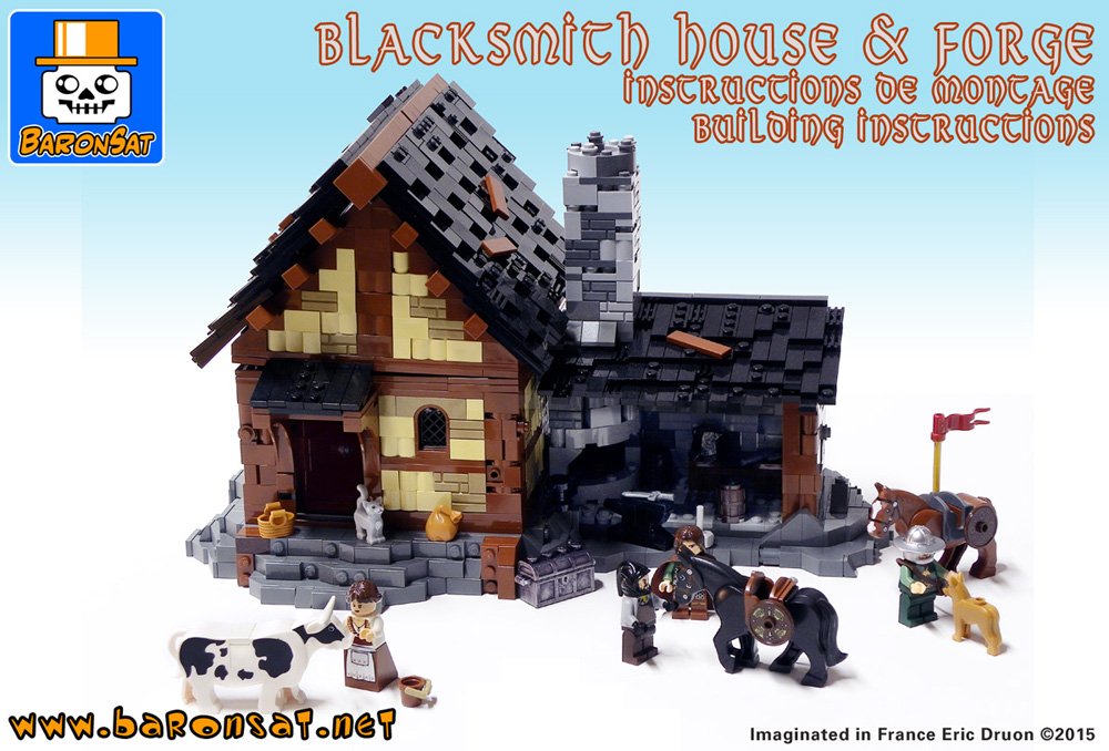 Lego Castle moc Blacksmith House & Forge Custom Model Building Instructions