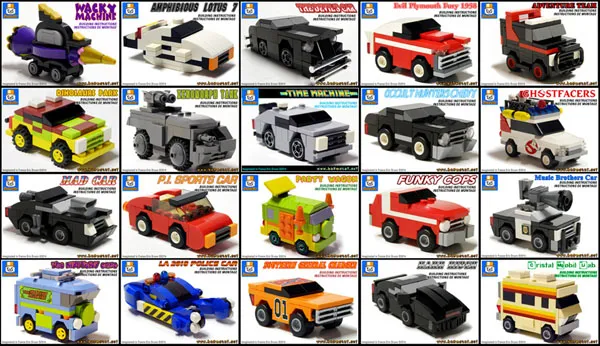 building instructions for famous micro vehicles Lego custom models