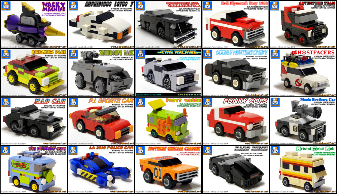 building instructions for famous micro vehicles Lego custom models