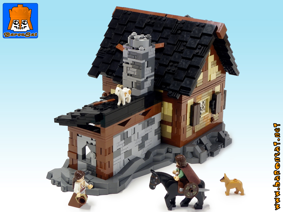 Lego Castle moc Blacksmith House & Forge Custom Model Side View