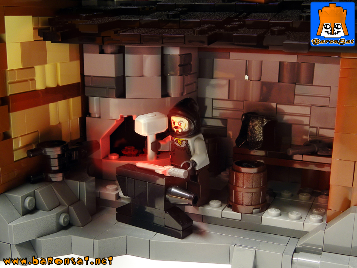 Lego Castle moc Blacksmith Custom Model Forge Closeup