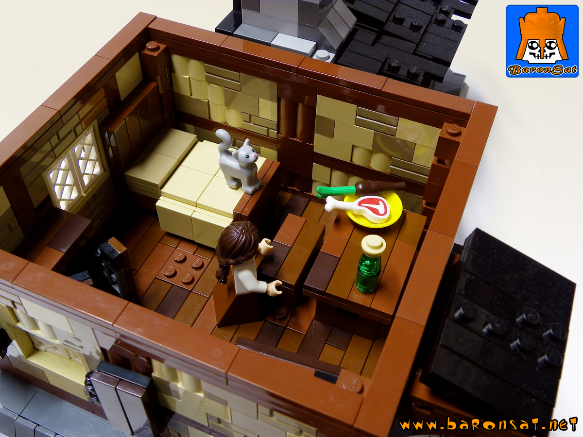 Lego Castle moc Blacksmith House & Forge Custom Model Interior View