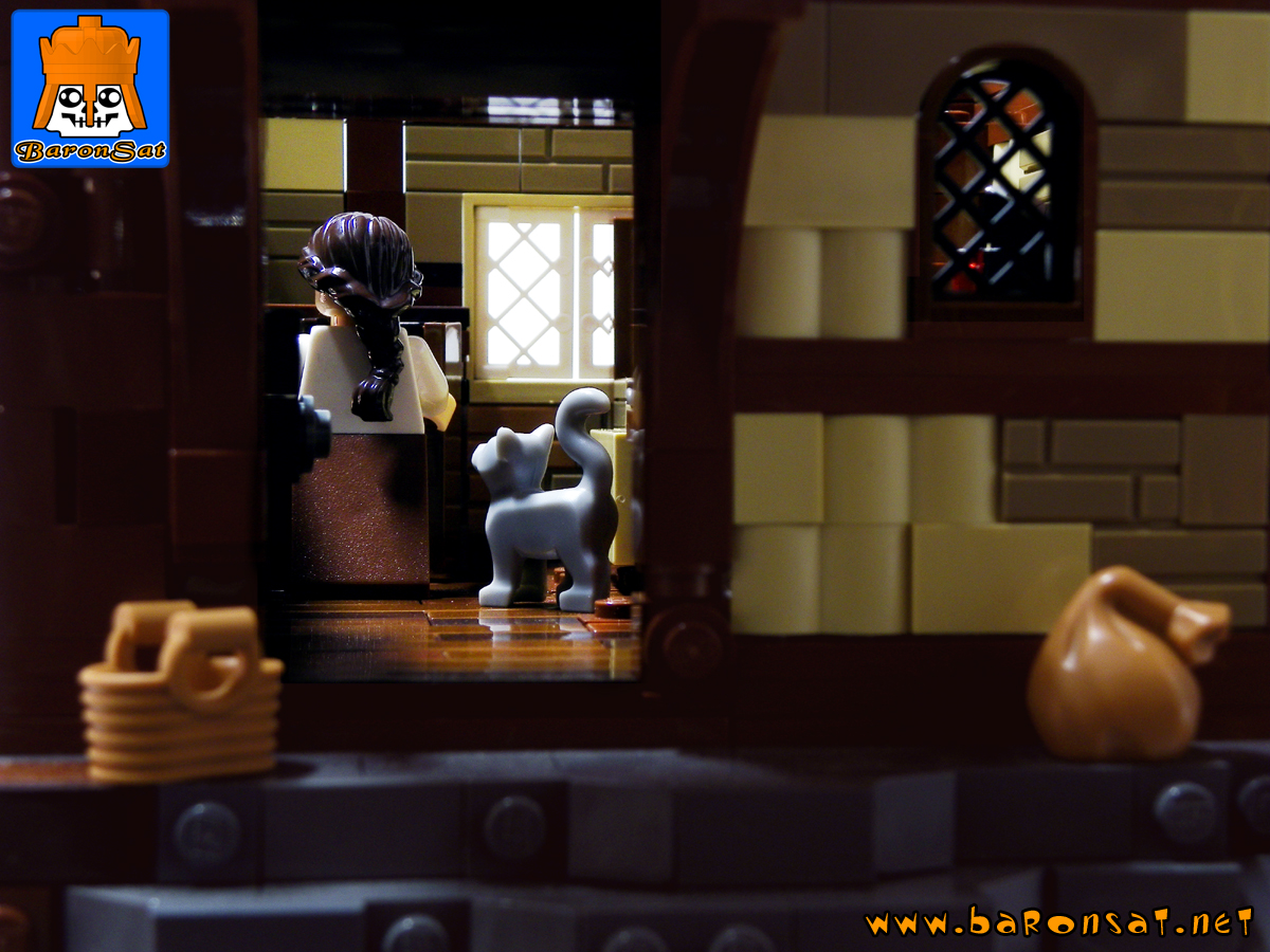 Lego Castle moc Blacksmith House & Forge Custom Model Backdoor View