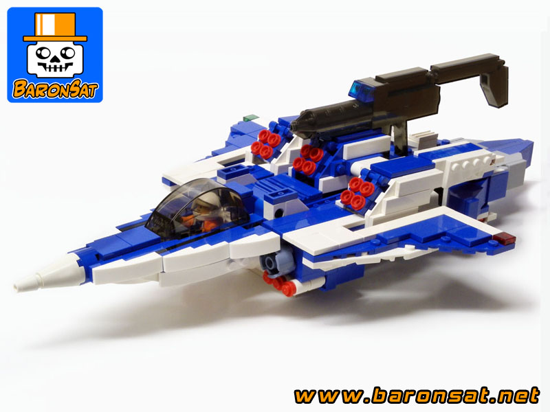 Lego moc Alpha Fighter Blue custom model Fighter Mode Side View