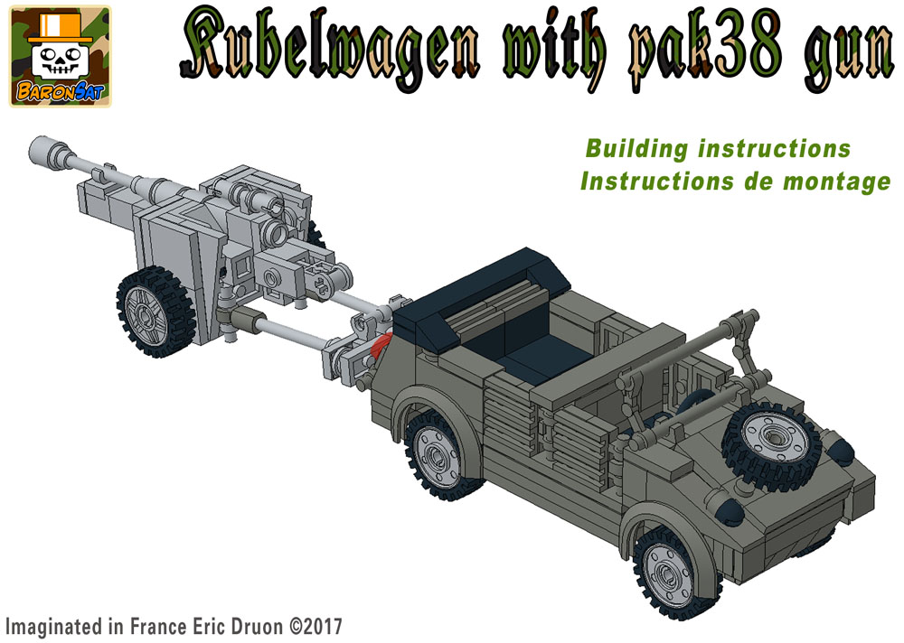 Lego moc Buiding Instructions Kubelwagen + Pak 40 Cannon sample