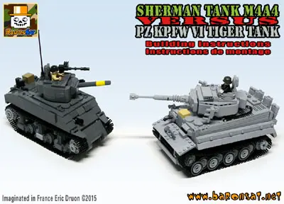 Lego-Sherman-M4A4-PZKPFW-Tank-custom-moc Lego-moc-Sherman-M4A4-vs-PZKPFW-custom-instructions