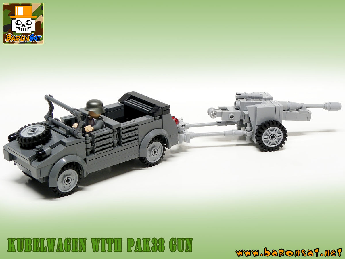 Lego moc WW2 Kubelwagen Pak 38 gun custom model